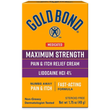 Gold Bond Lidocaine Cream Maximum Strength 4% Pain and Itch Relief