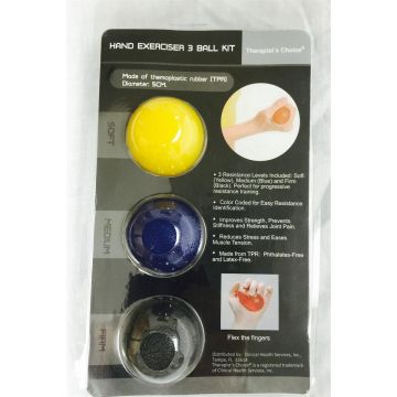 Hand Exercise 3 Ball Kit: 3 Color Coded Resistance Levels