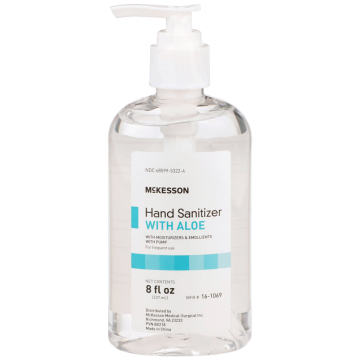 Hand Sanitizer Gel with Aloe, Pump Bottle 8 oz