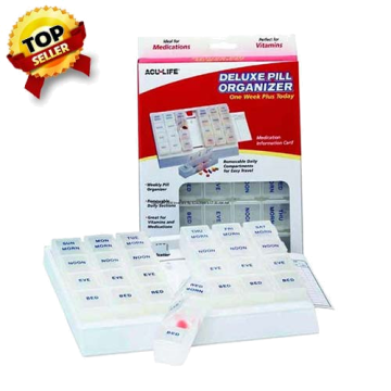 Acu-Life Deluxe Pill Organizer with 28 Compartments 'One Week Plus Today' By Health Enterprises