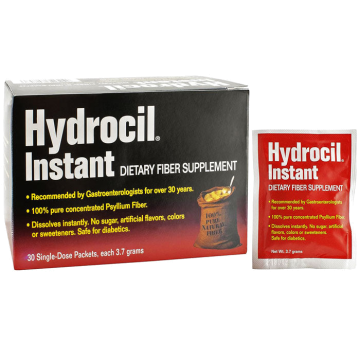 Hydrocil Fiber Supplement Psyllium Husk Powder, 30 Single-Dose Packets