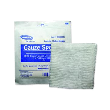 Invacare Supply Group Ritmed Gauze Sponge 4" x 4" 12-Ply - Pair
