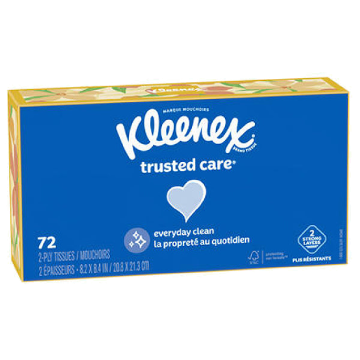 Kleenex Trusted Care Facial Tissues 2-Ply White Tissues 72 Per Box