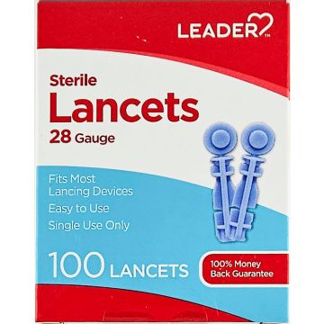 Lancets 28 Gauge 100 Count by Leader