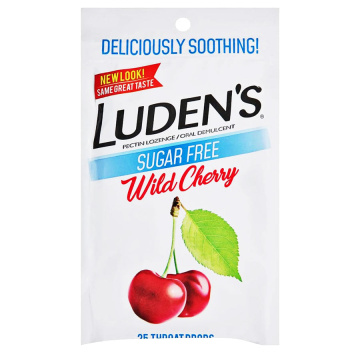 Luden's Wild Cherry Sore Throat Drop Lozenges (Sugar-Free) 25 Count