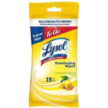 Lysol Disinfecting Wipes Lemon & Lime Blossom To-Go Flatpack 15 Count