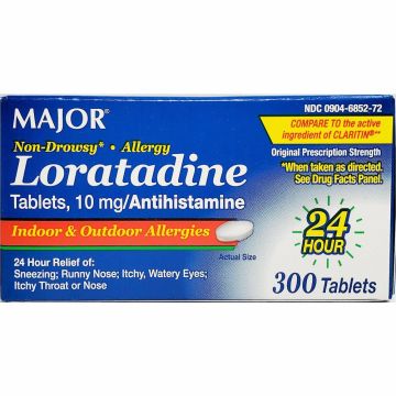 Loratadine 10 mg, 300 Tablets by Major
