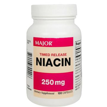 Niacin 250 mg 100 Capsules (Timed Release) by Major