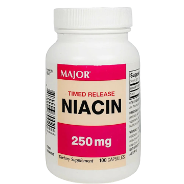 Niacin 250 mg 100 Capsules (Timed Release) by Major