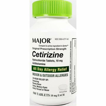 Cetirizine 10 mg, 500 Tablets by Major