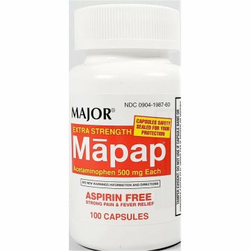 Acetaminophen 500 mg (Mapap) 100 Capsules by Major
