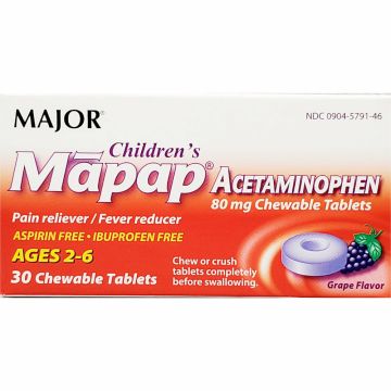 Children's Acetaminophen 80 mg 30 Chew Tabs (1 or 3 Pack) by Major - 1 Pack