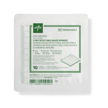 Medline Sterile 100% Cotton X-ray Detectable 16 Ply Gauze Sponges