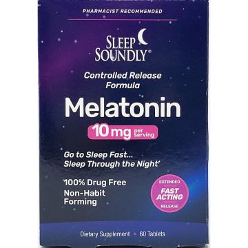 Melatonin 10 mg (Time Release) 60 Tablets by Sleep Soundly