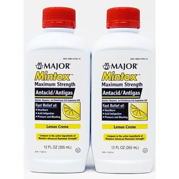 Mintox (Antacid/Antigas) 12 fl oz each (2 or 4 Pack) by Major - 2 Pack