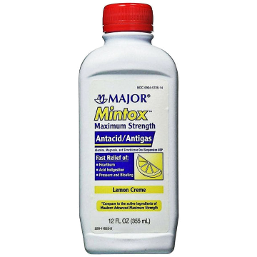 Mintox Antacid Liquid, Maximum Strength, Lemon Flavor, Heartburn, Acid & Bloating Relief 12 oz