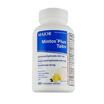 Mintox Plus, 100 Chewable Tablets by Major (Lemon Mint Flavor)