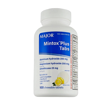 Mintox Plus, 100 Chewable Tablets by Major (Lemon Mint Flavor)