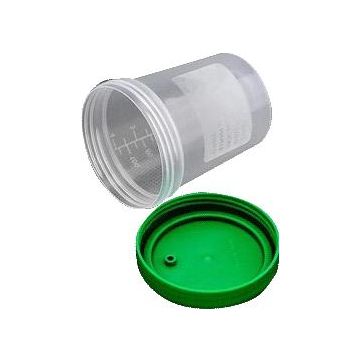 AMSure Urine Specimen Containers with Lid 4 Oz, Individually in Poly Pouch by Amsino Urological