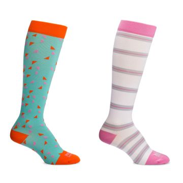 Maternity Compression Socks - Green/Orange/Pink / Small