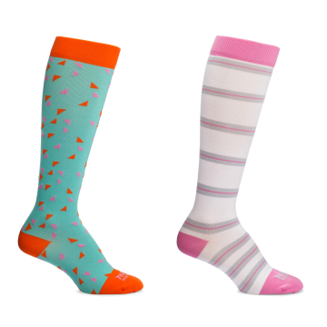 Maternity Compression Socks - Green/Orange/Pink / Small