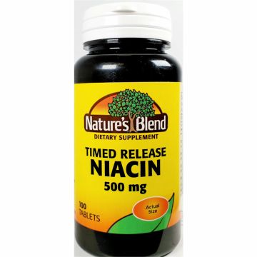 Niacin 500 mg (Timed Release), 100 Tablets by Nature's Blend