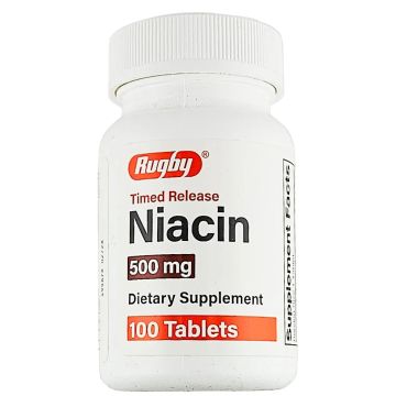 Niacin 500 mg (Timed Release) 100 Tablets by Rugby