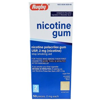 Nicotine Gum 2mg (Uncoated Original Flavor) Sugar Free 50 Piece