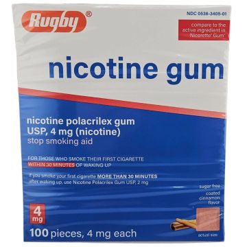 Nicotine Gum 4mg (Coated Cinnamon Flavor) 100 Pieces