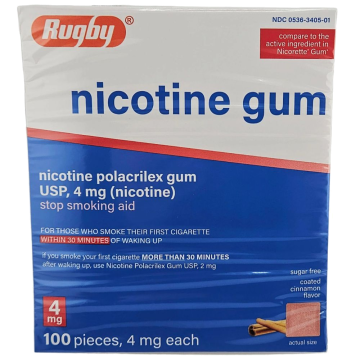 Nicotine Gum 4mg (Coated Cinnamon Flavor) 100 Pieces