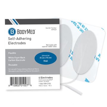 BodyMed Reusable White Foam Carbon Electrode - Package of 4 - 1.5 inch x 2.5 inch Oval