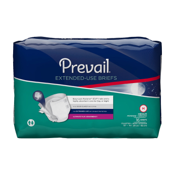 Prevail PM Extended Wear Diaper Brief by First Quality - Medium (32 Inch to 44 Inch) / Pack of 16