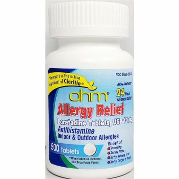 Allergy Relief, Loratadine 10 mg 500 Tablets by Ohm