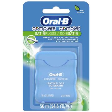 Oral-B Complete Satin Dental Floss with Mint Flavor 54 Yards