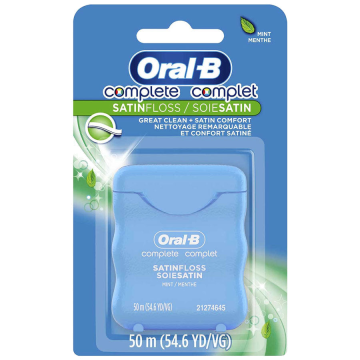 Oral-B Complete Satin Dental Floss with Mint Flavor 54 Yards
