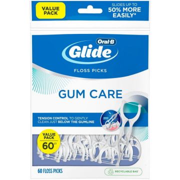 Oral B Glide Dental Floss Picks, Gum Care, Value Pack of 60 Count
