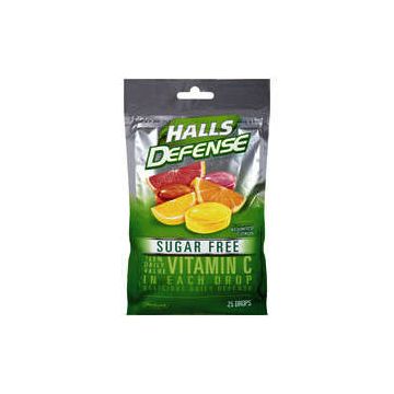 Halls Cough Drops Defense Vitamin C Assorted Citrus Sugar Free 25 Ct