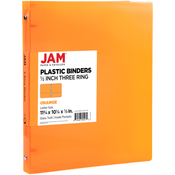 Orange Plastic 1/2 Inch 3-Ring Binder
