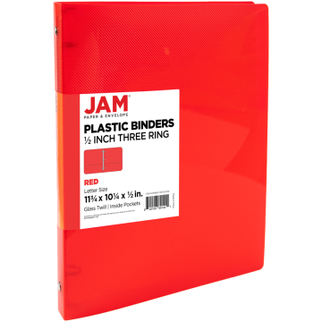 Red Plastic 1/2 Inch 3-Ring Binder