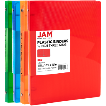 Assorted Plastic 1/2 Inch 3-Ring Binders - 4 Pack