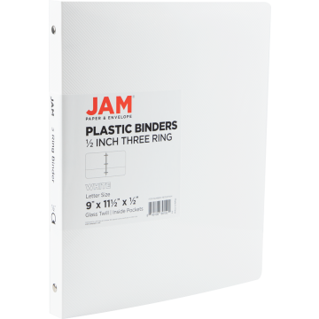 White Plastic 1/2 Inch 3-Ring Binder