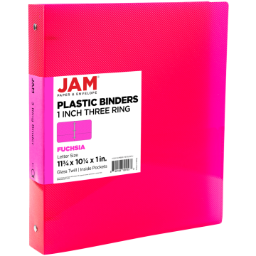 Fuchsia Hot Pink 1 Inch 3-Ring Plastic Binder