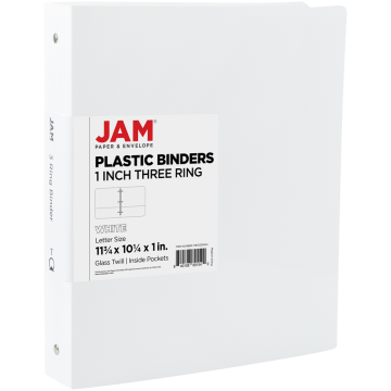 White Plastic 1 Inch 3-Ring Plastic Binder