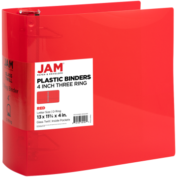 Red Plastic 4 Inch 3-Ring Binder