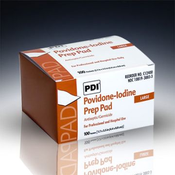 PDI PVP Prep Pad Povidone Iodine by Professional Disposables - Box of 100
