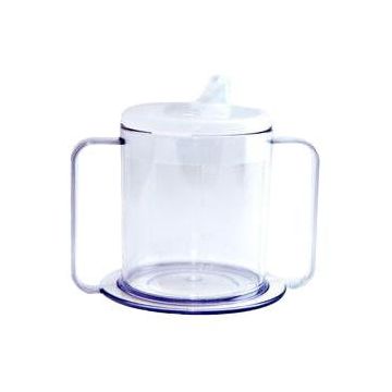 PSC Independence Mug with 2-Handle and Lid 9 oz, Crystal Clear by Providence Spillproof