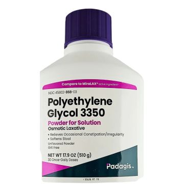 Polyethylene Glycol 3350, 17.9 oz each (1 or 3 Pack) by Padagis - 1 Pack