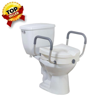Drive Medical Raised Toilet Seat with Removable Padded Arms