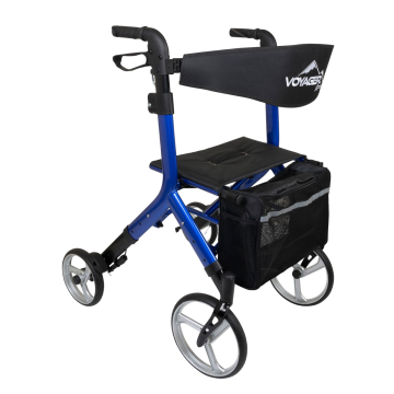 Voyager Adjustable Height Euro-Style Rollator - Cobalt Blue
