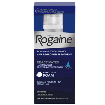 Rogaine Men's Hair Regrowth Treatment Foam, Unscented 60 mL, 1-Month Supply